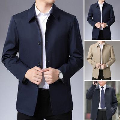 Jaqueta masculina primavera outono manga longa gola virada para baixo único breasted cor sólida blazer de negócios terno casaco casual