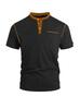 Men's Summer Short Sleeve Polo Shirt Henley Color Block T-Shirt Casual Business