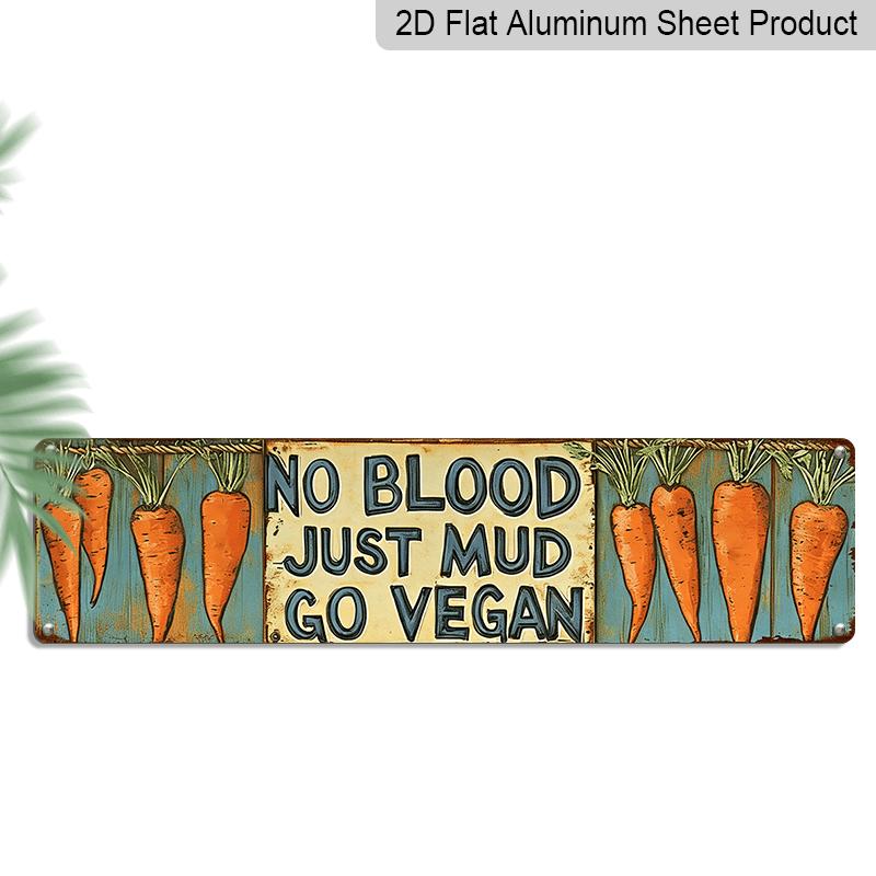 

A Pure Vegan Metal Sign - No Blood, Just Mud, Go Vegan - Vintage Wall Art Suitable for Home, Kitchen, Café, Bar, Garage, or Cottage Decor 40cm x 10cm