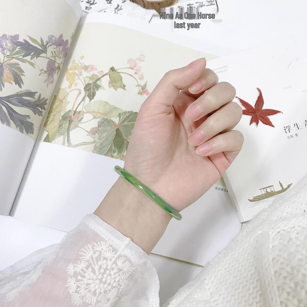 Set Brățări Jingle Glazurate cu Agat Jad Imitat