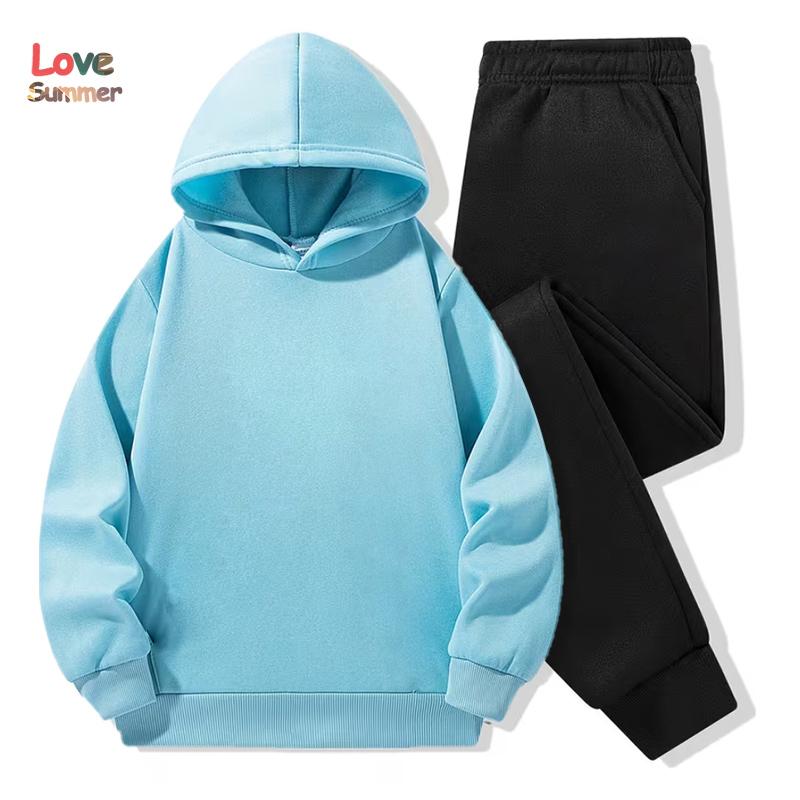 Set felpa per bambini 2 pezzi Felpa con cappuccio in cotone e pantaloni 3-14 anni unisex ragazzi ragazze Tuta Abbigliamento tinta unita Felpa Sportiva Regalo Ideale Quotidiano per Esterno