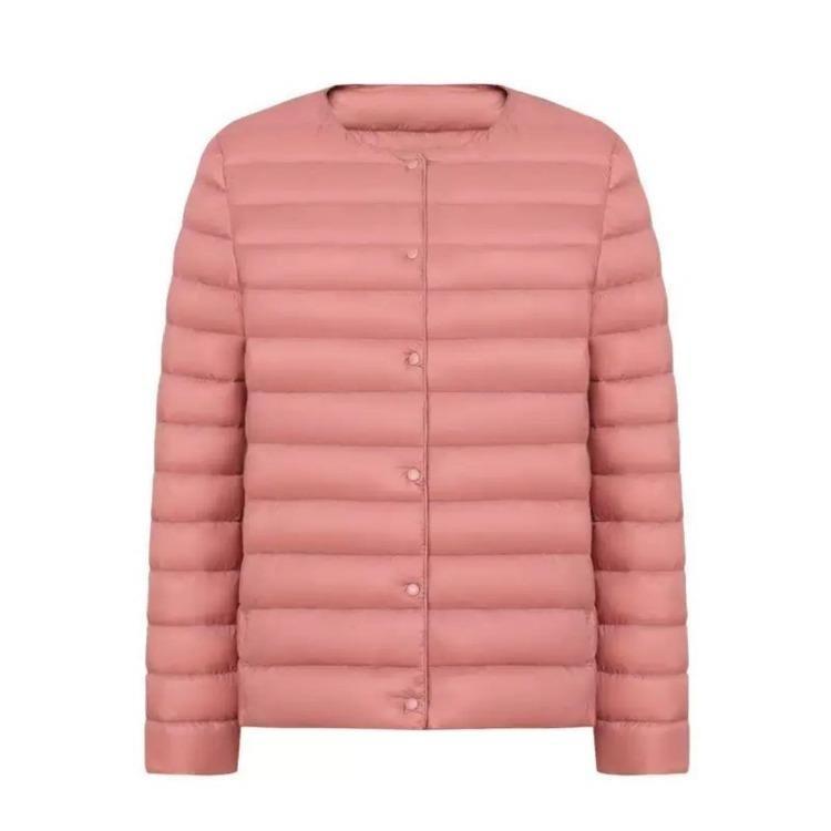 Women Puffer Jacket Down Parka Overcoat Ultralight Warm Portable Collarless O Neck Padded Spring Winter