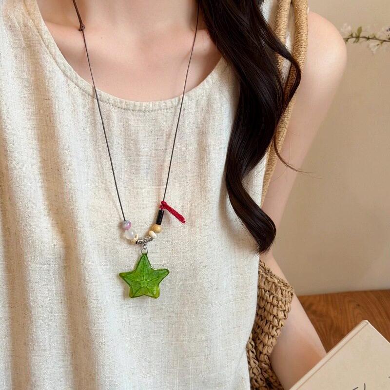 Fresh Fruit Peel Beaded Wood Necklace Clavicle Chain - Versatile Everyday Accessory