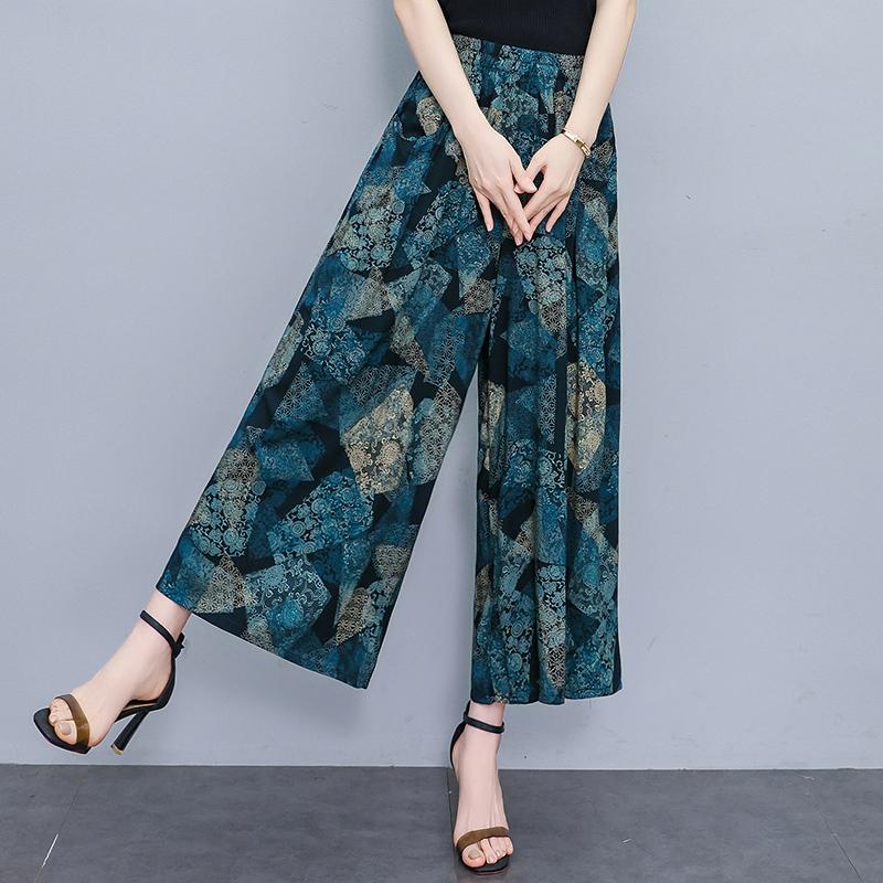 Summer Wide Leg Pants for Women Vintage Clothes Plus Size Loose Elastic Waist Casual Pants