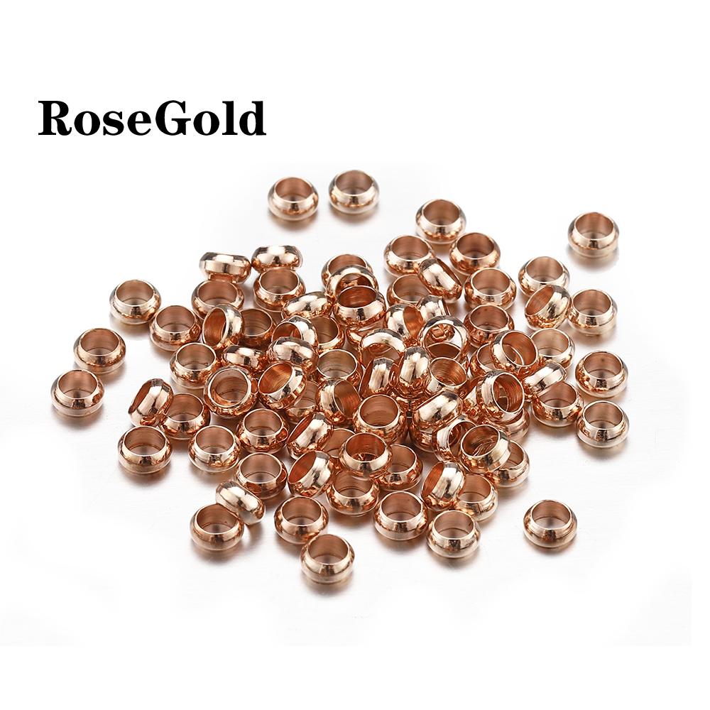 500 Stück Gold Silber Farbe Quetschperlen Kupfer Kugelstopper Abstandshalter Endkappen für Armband Halskette DIY Schmuckherstellung Zubehör
