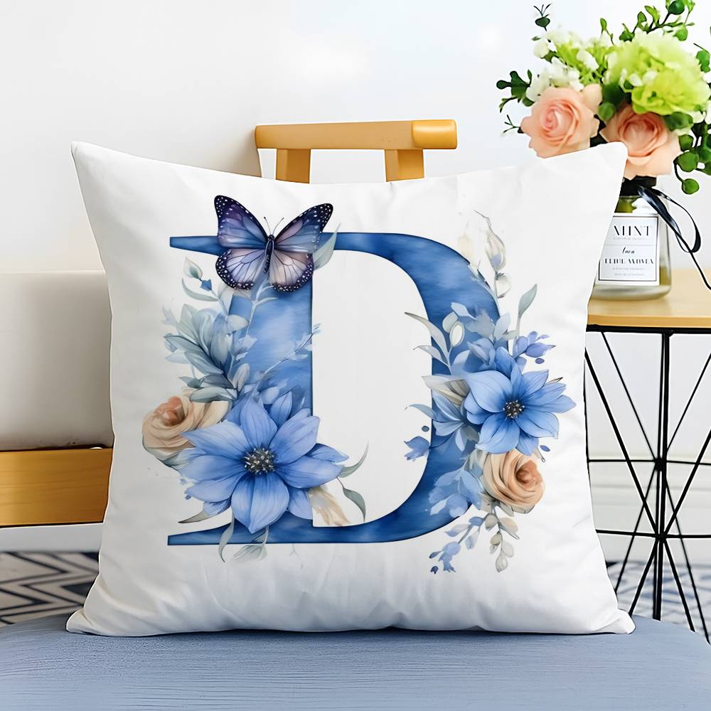 Creative Letters Floral Print Pillow Case Printed Brushed Fleece Pillow Baby Skin-Touch Eco-Friendly Dye-Sublimat