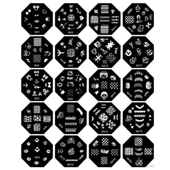 Plantilla de manicura Nail Art Impresión Imagen Polaco Sello Placa Raspador Stamper Kit