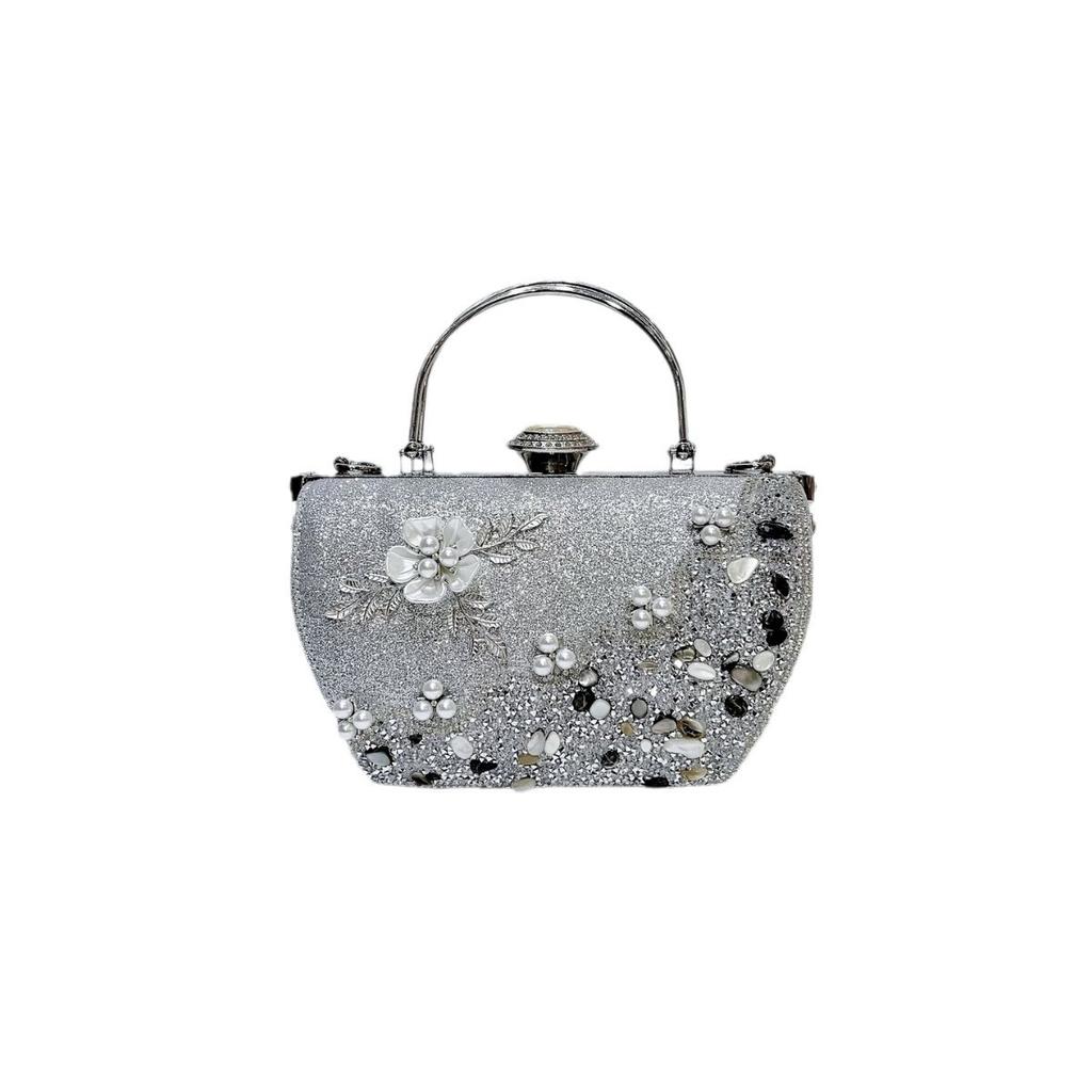 Luxe Acryl Clutch, Holle Metaalbewerking met Strass, Afneembare Ketting Schouder-/Handtas, Bruiloft Avondportemonnee Dames