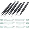 Anti Static Curved Tweezers ESD Safe Stainless Steel Bent Tip for SMT Component PCB Rework Watch and Mobile Phone Repair Tools