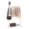 Clothes Rack with Wheels 5 Hooks Hanging Bar and Lower Shelf for Hallway Entrance 86x43x171 Cm White
