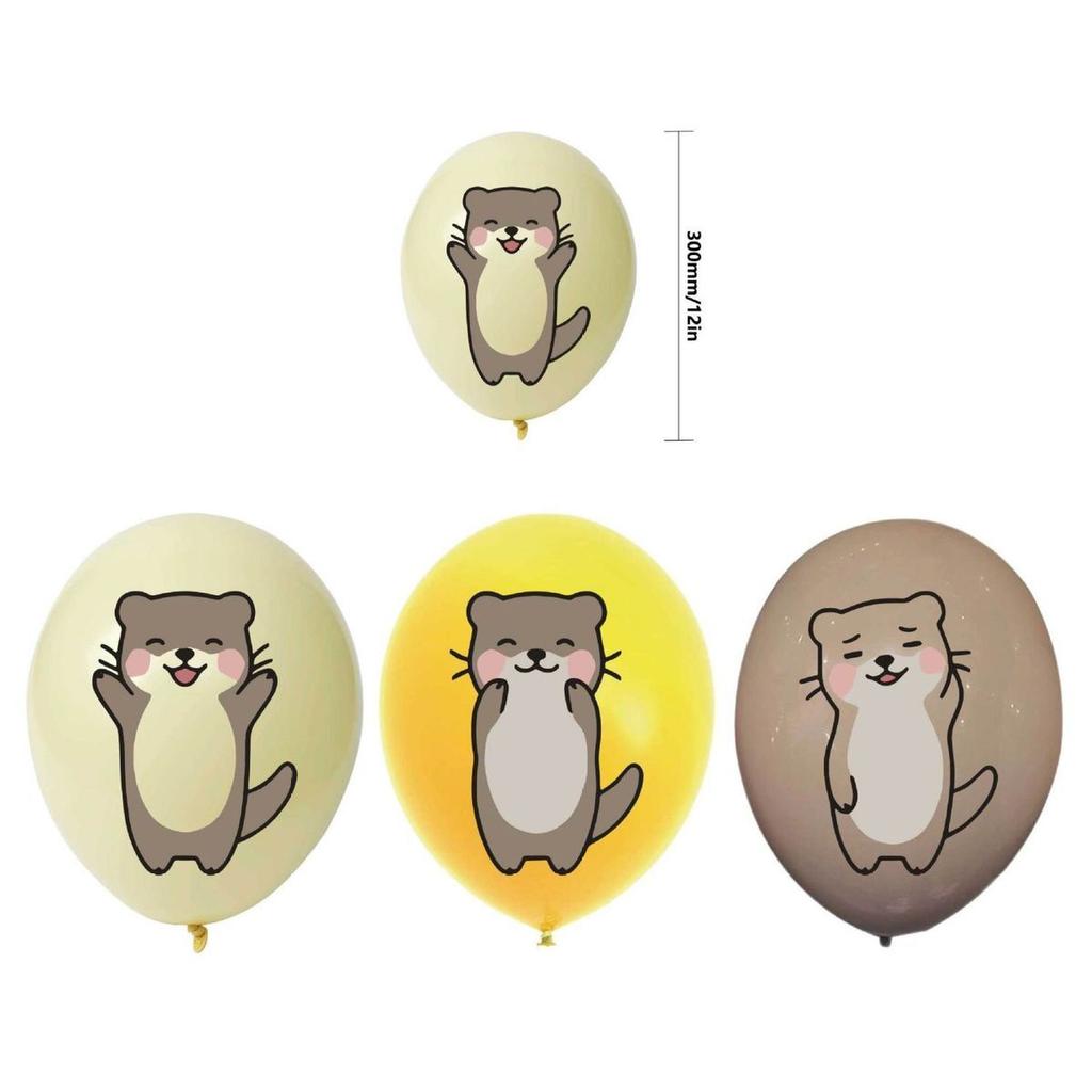 Cartoon Otter-Themed Children's Birthday Party Decoration Set: Banners, Balloons, Cake Topper Set, and Backdrop Decorations