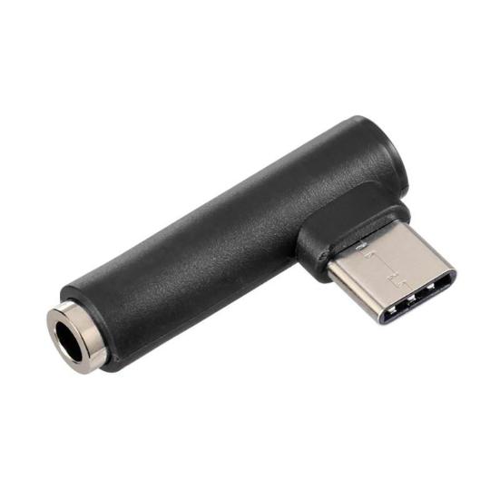 Portable L-shaped Type-C Jack Audio Adapter to 3.5mm for Mobile Phones Tablets