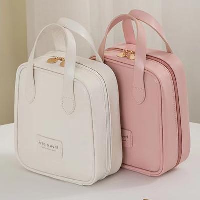 Borsa da Trucco Portatile alla Moda da Donna Grande Capacità in Pelle Impermeabile Custodia per Cosmetici da Viaggio Custodia per Articoli da Toeletta