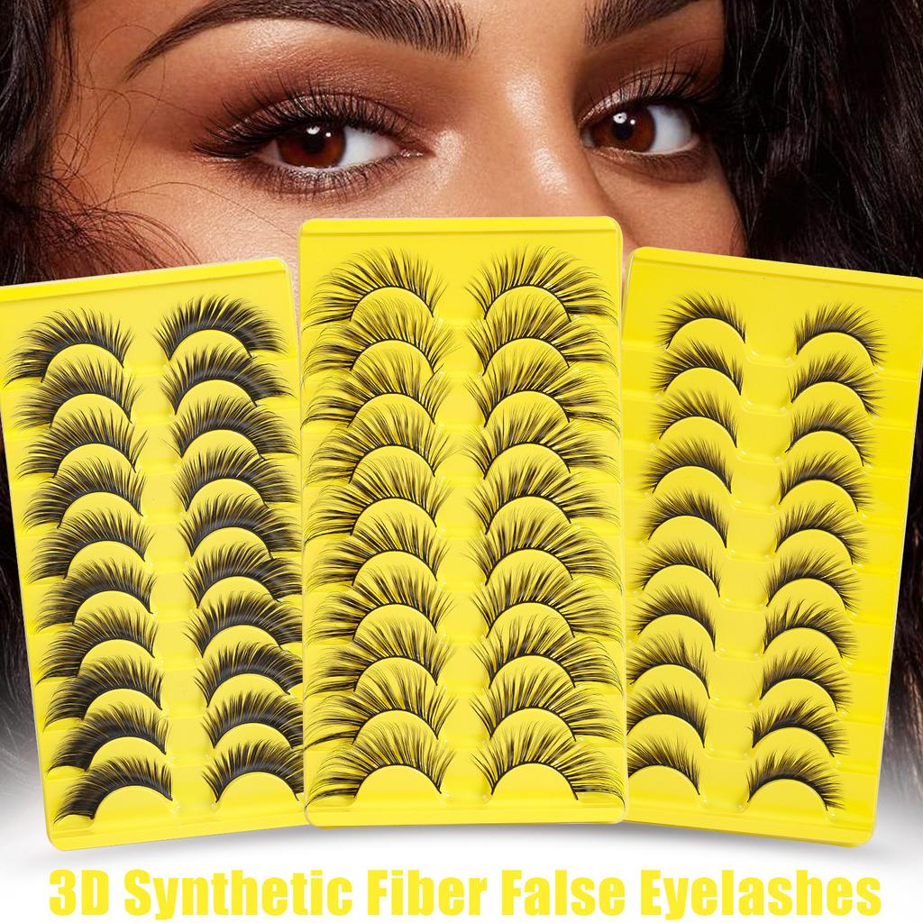 10 Pairs Of Oblique Flying Fox Eyes Large-Capacity Mixed False Eyelashes Natural Thick Simulated Eyelashes