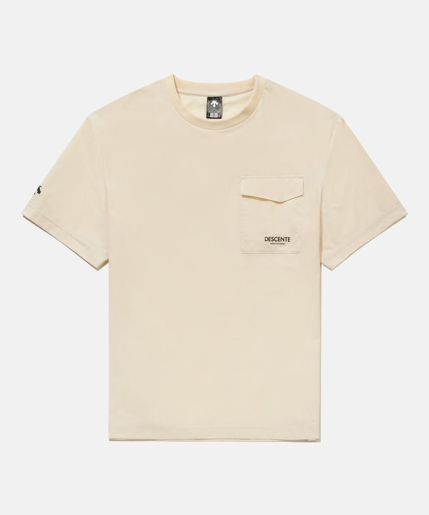DESCENTE Stretch Woven Short Sleeve T-Shirt Ivory Sr221Uts44