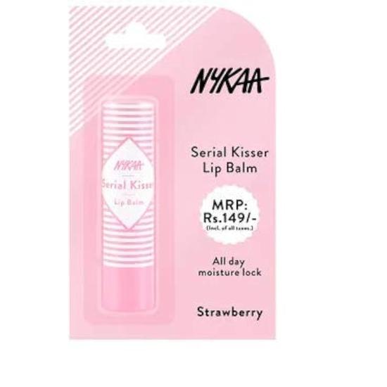 Nykaa Strawberry Serial Kisser Lip Balm,Clear, 1 Count