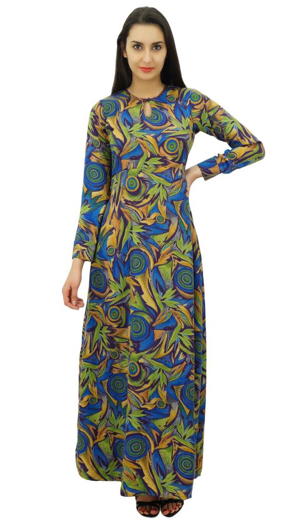 Bimba Womens Muslim Printed Jilbab Dress Designer Abaya With Pockets & Hijab