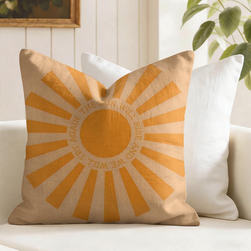 Federa per Cuscino Sun Retro Moderna Federa per Cuscino Estiva in Lino Federa per Cuscino in Tessuto Biologico Stampa Double Face Divano Decorazione per la Casa