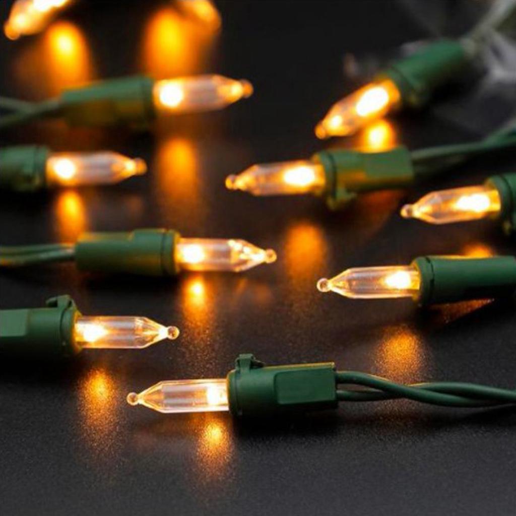 100LEDS  Warm White String Light With Green Wire Christmas Decoration