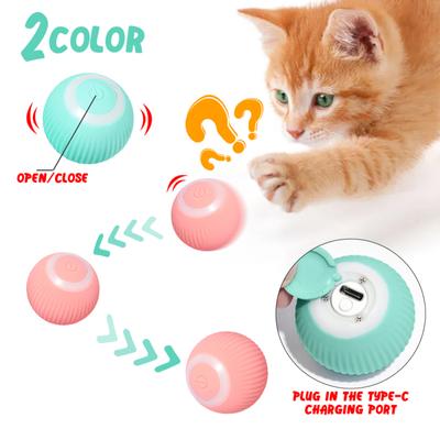 Bola de rolamento automática elétrica para gatos, brinquedo interativo recarregável por USB, acessórios para animais de estimação com automático