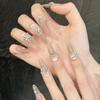 10Pcs 3D Butterfly Rhinestone Nude Pink Handmade Reusable Full Cover Press On False Nails Set