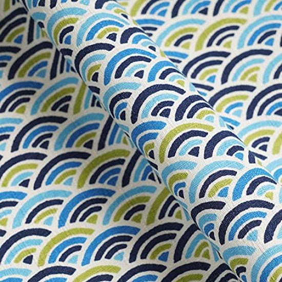 Raw 110cm x Japanese cut Japanese made in cut approximately 110cm x Wave navy young leaves wool, 50cm, pattern, Seigaiha, cloth, style, cotton, Japan,