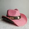 Melesh Western Cowboy Hat Summer Women's Straw Cowboy Hat Pearl Accessories Wide Brim Sun Protection Beach Western Cowboy Hat