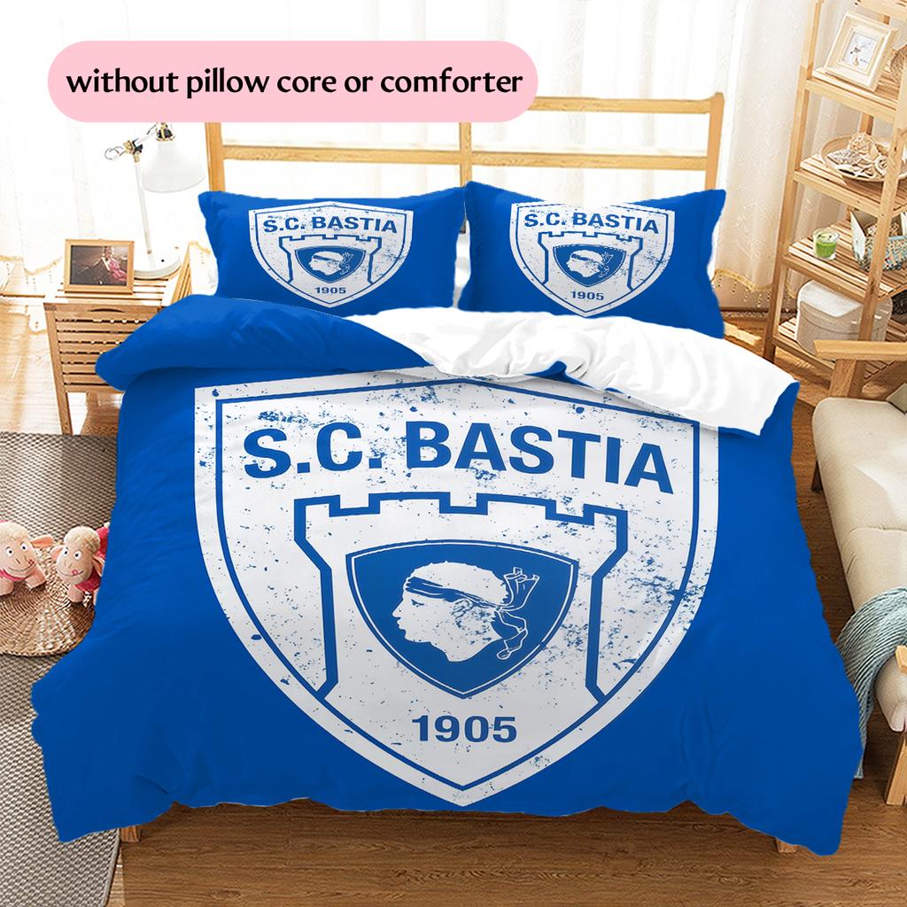 SC Bastia Pattern Bedding Home Decoration Birthday Gift (1 * duvet cover + 2 * pillowcase, without core)