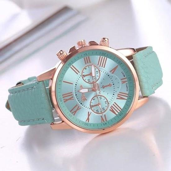 YAMAGW Chronograph Round Design Analog Watch Fake Leather Belt Fashion Accessory Formal Casual Business Mens Womens Unisex