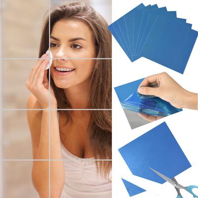 10pcs New Mural Self-adhesive Mirror Stickers Square Wall Tile Stickers DIY Decals