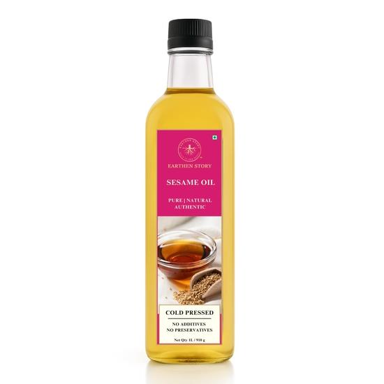 Earthen Story Cold Pressed Sesame Oil 1L – Unrefined | Til Oil | Chemical-Free | For Cooking, Hair, Massage| Rich In Antioxidants & Nutrients