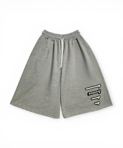 Bonseullipi Soft Industrial Zip Bermuda Shorts (Melange Gray)