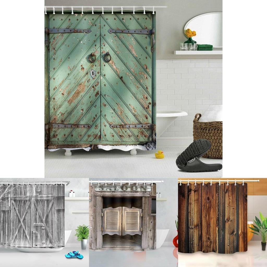 Versatile And Stylish 3d Print Fabric Rustic Wood Shower Curtain Set For Every Home