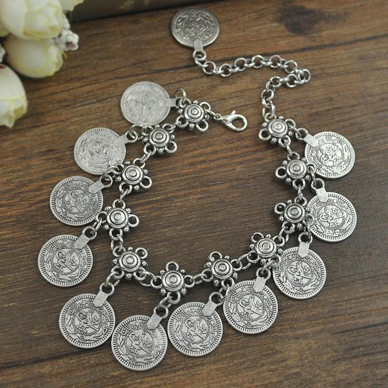 LOVBEAFAS Gypsy Fashion Bohemian Bracelets Bangles for Women Ethnic Maxi Vintage Jewelry Coin Tassel Charm Beach Boho Bracelets