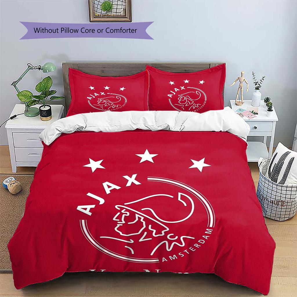 AFC Ajax Custom Name Pattern Bedding,Quilt Set Quilt Cover Pillowcase Home Birthday Gift(1 * Duvet Cover + 2 * Pillowcase, Without Core)