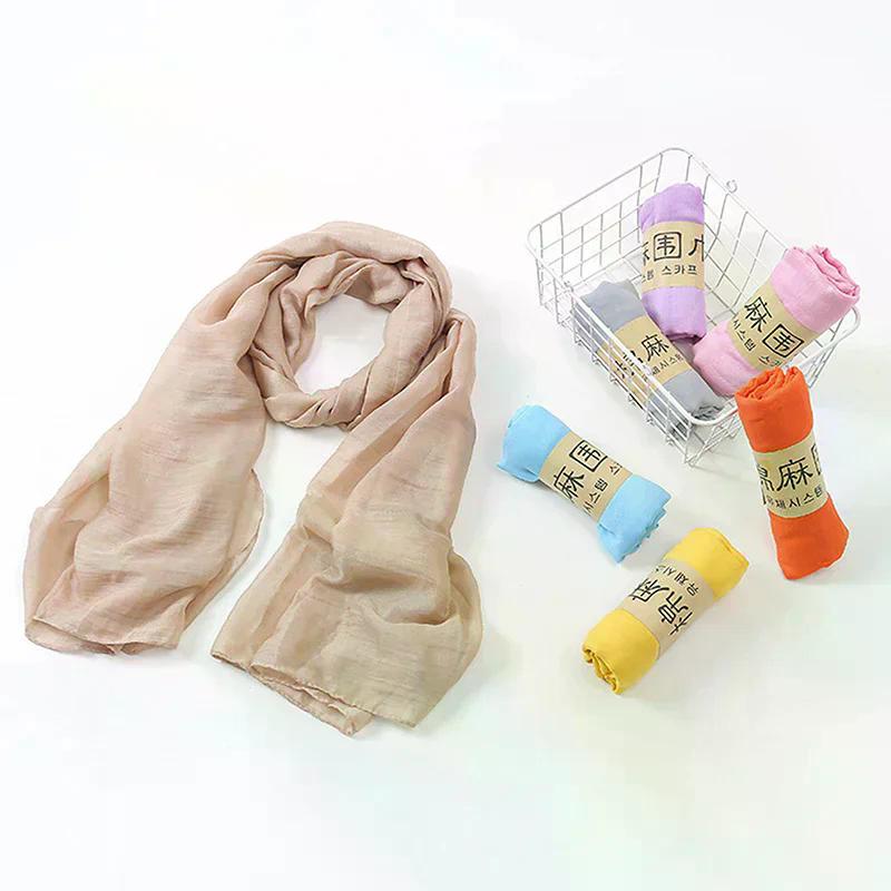 Women Style Windproof Scarf Shawls Wraps Solid Color Cotton Warm Scarves Winter Spring Gift