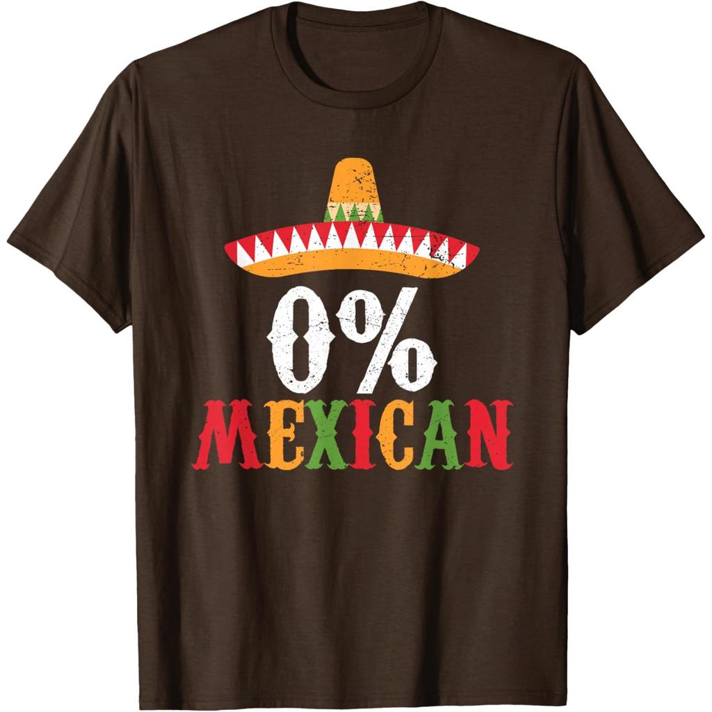0 Prozent Mexikaner Lustiger Sombrero-Aufdruck Grafik-T-Shirt Lässiges Baumwoll-T-Shirt