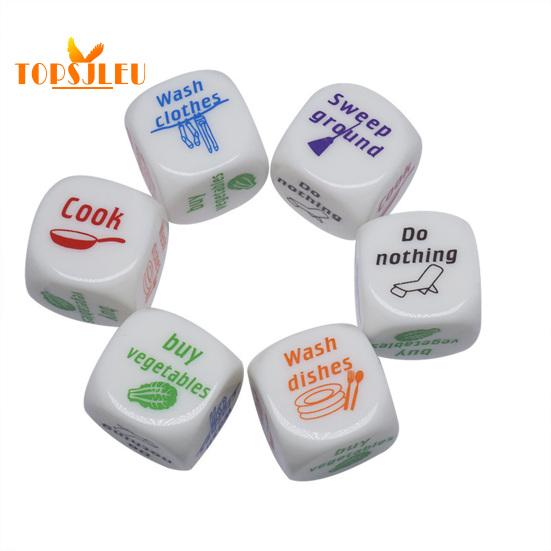 25MM Housework Dice - Fun Chore Assignment Game, Six-sided Patterned Rounded Corner, Cute Family Housework Dice