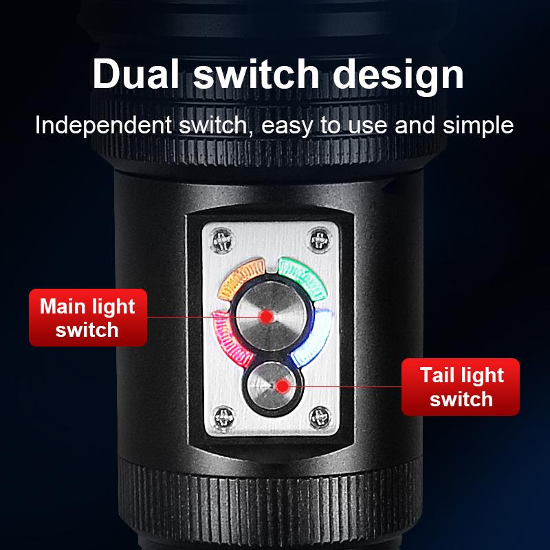 Yellow+White+Red Lights Lighting 1500M Flashlight 500W LED Torch Rechargeable Lamp Waterproof Torch Light COB Light