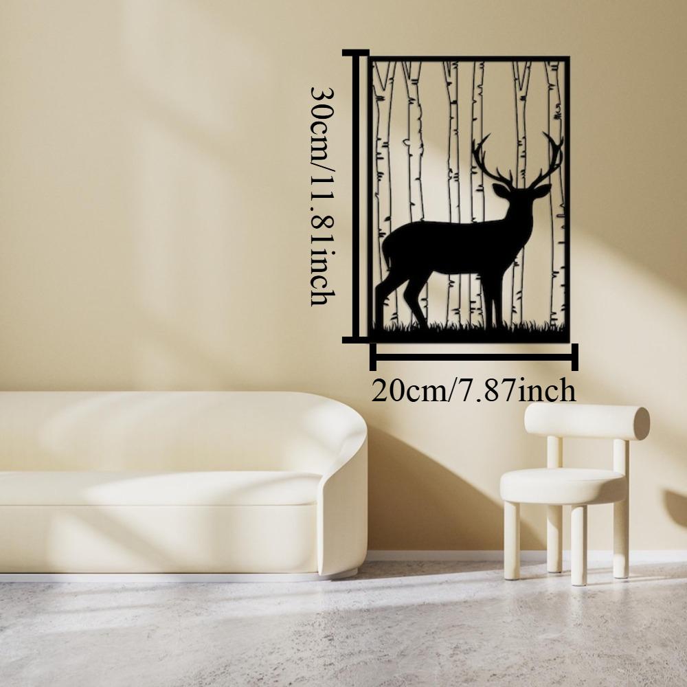 Wrought Iron Laser Cut Deer Silhouette Wall Decor For Home Garden Rustic Forest Metal Art Sign