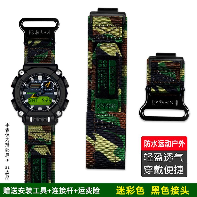 For Casio G-SHOCK Sport Watch GA-900 GA700/750 GA110GB/100/120 Black Gold Black Warrior Modified Nylon Canvas Strap Accessories