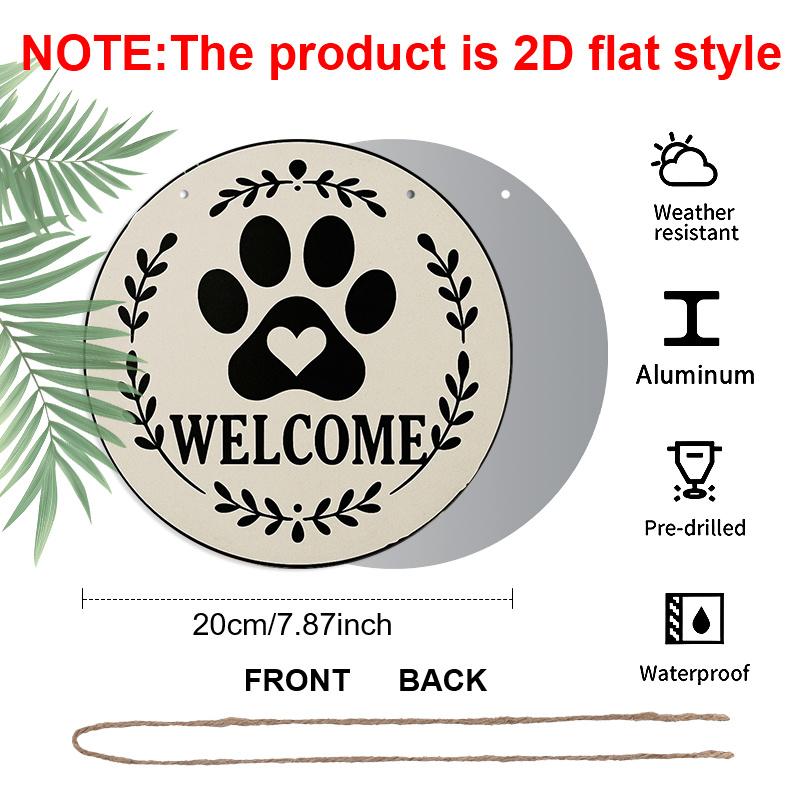 

2D Flat 1pc, 8x8 in, Welcome Wreath Butterfly Round Aluminum Metal Sign, Wall Home Room Farmhouse Home Street, Shop, Garage, Farm, Garden 1pc