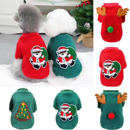 Long-lasting Dog Fleece Clothes Christmas Series Pattern Lovely Thickened Puppy T-shirt Clothes