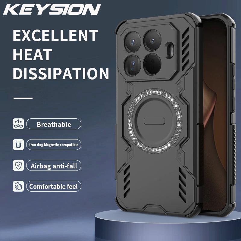 KEYSION Hollow Heat Dissipation Case for Xiaomi 15T Pro 5G Silicone+PC Magnetic Cooling Shockproof Phone Cover for Xiaomi 15T