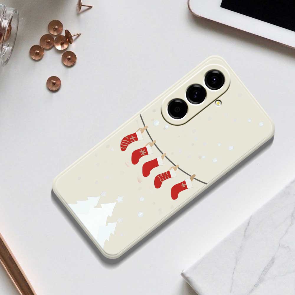 For Samsung Galaxy A56 5G Case Christmas Stockings Pattern Printing Straight Edge TPU Phone Back Cover
