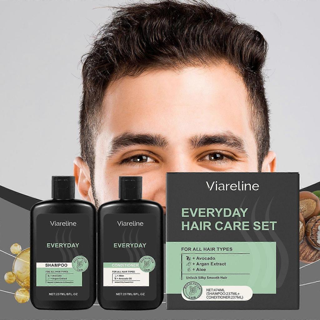 Viareline Men's Daily Hair Care Set Gentle Cleansing Moisturizing Smooth Brightening Daily Hair Care