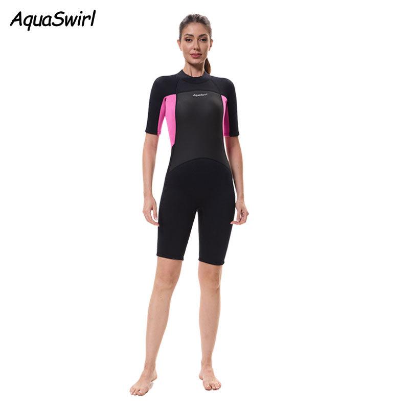 

3mm Wetsuit Women s One-piece Short-sleeved Swimsuit Warm Cold Wet Sun-proof Snorkeling Surfing Diving Suit L