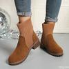 Fashion Women's autumn winter new thick heel short boots retro midsole simple comfortable daily casual knitted women's boots