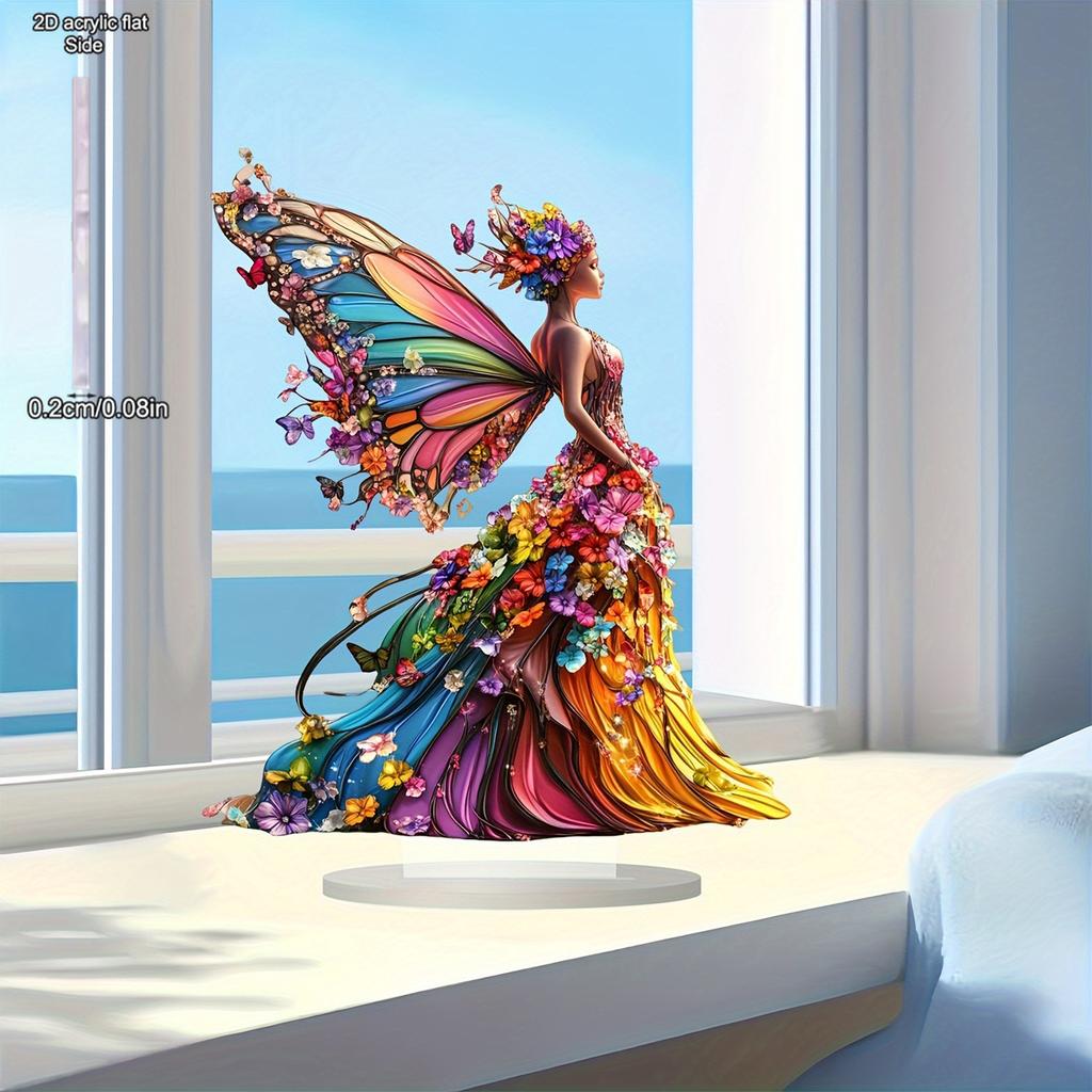 2D Flat Acrylic Colorful Butterfly Fairy Decoration, Indoor and Outdoor Decoration - No Battery/electricity Required, Free Day Decorati