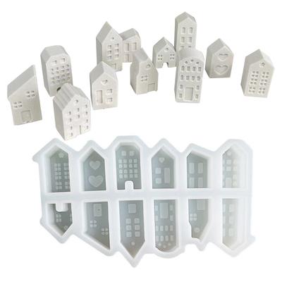House Silicone Casting Moulds House Handicraft Mold Ornament House Shaped Candlestick Silicone Mould Table Decorations